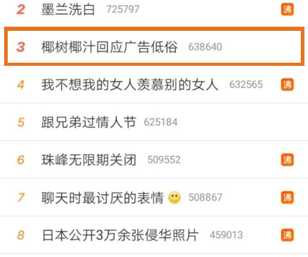 椰樹牌椰汁微博熱搜